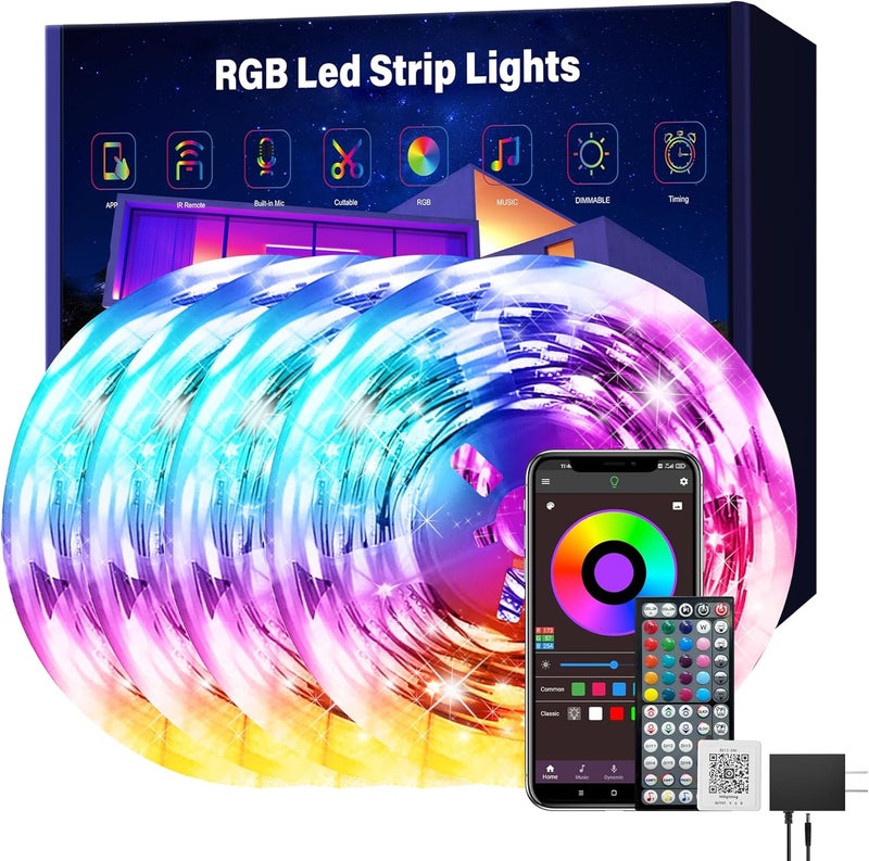 Ledagic Led Lights for Bedroom 400 ft (4 Rolls*100ft) Music Sync RGB Led Strip Lights with Remote App Control, Color Changing Led Lights for Room Home Kitchen Party Decor - Image 1